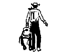 Cowboy with saddle clip art